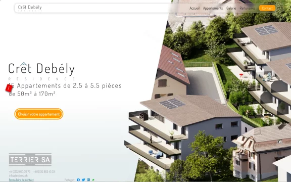 Page d'accueil du site de la promotion immobili&egrave;re "R&eacute;sidence Cr&ecirc;t Deb&eacute;ly"